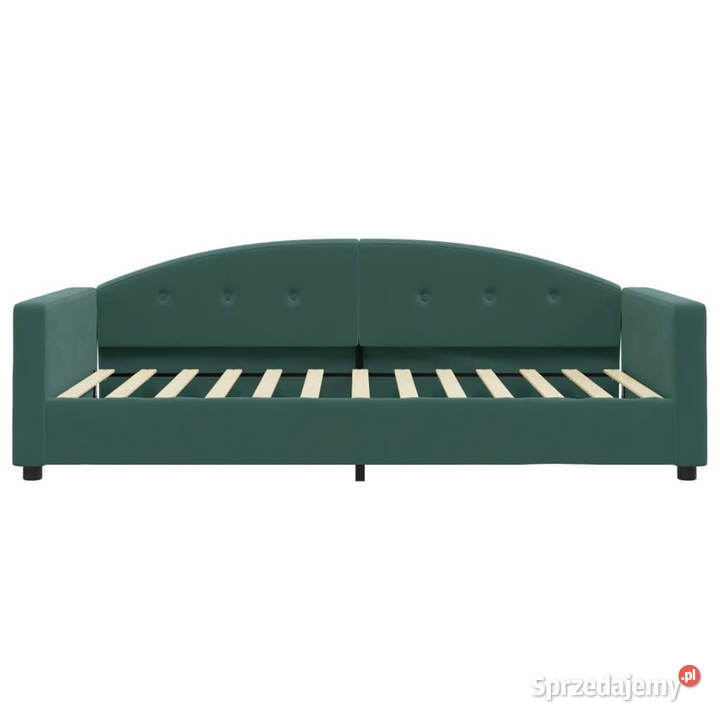 Sofa z funkcją spania ciemnozielona aksamitna