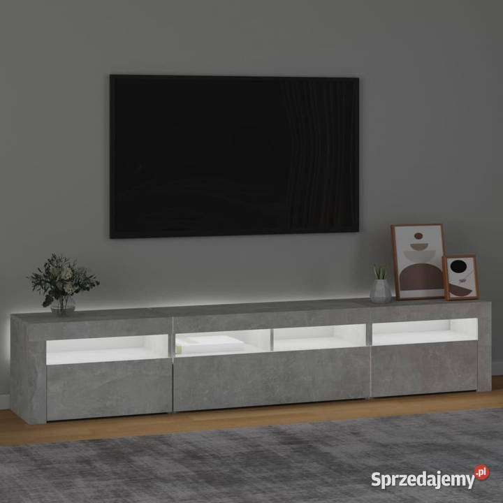 Szafka pod TV z oświetleniem LED szarość betonu Warszawa