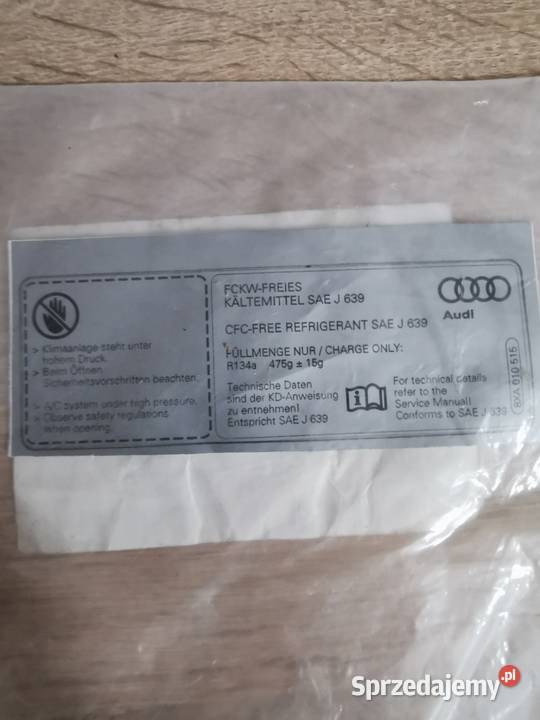 ORYGINALNA NAKLEJKA INFORMACYJNA KLIMY AUDI A1 Luzino
