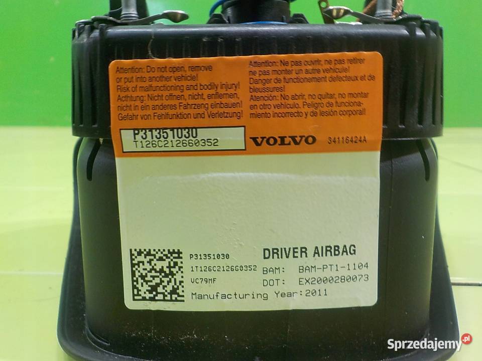 VOLVO V60 I S60 24 D5 11r KOMBI AIRBAG poduszka Suków