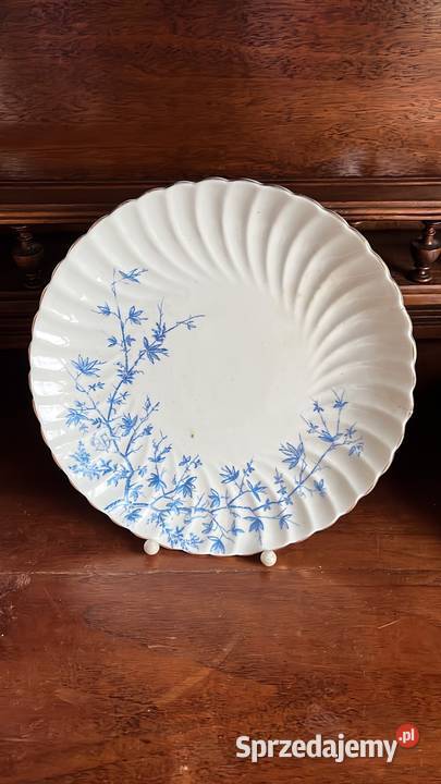 Patera biała porcelana niebieski dekor Syg Porcelana i szkło Gdańsk
