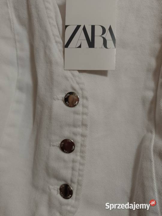 38M ZARA Biała dżinsowa kamizelka bezrękawnik z Zara Kraków