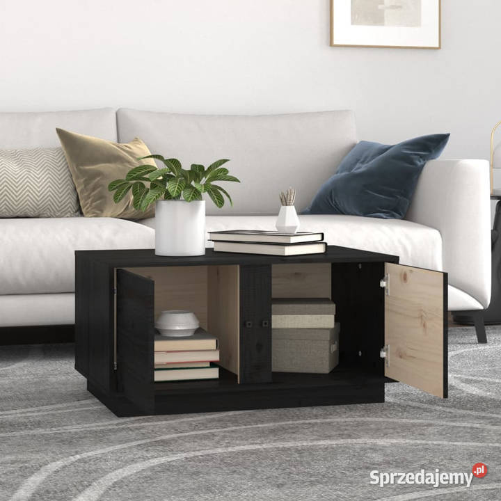 Stolik kawowy czarny 80x50x40 lite drewno Warszawa