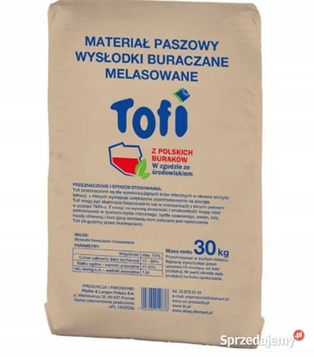 Wysłodki melasowane TOFI worki 30 paleta Pozostałe Medynia Głogowska sprzedam
