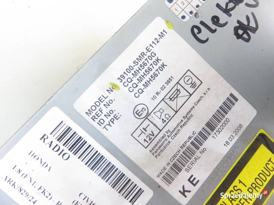 RADIO HONDA CIVIC VIII FN FK 39100SMRE112M1 małopolskie