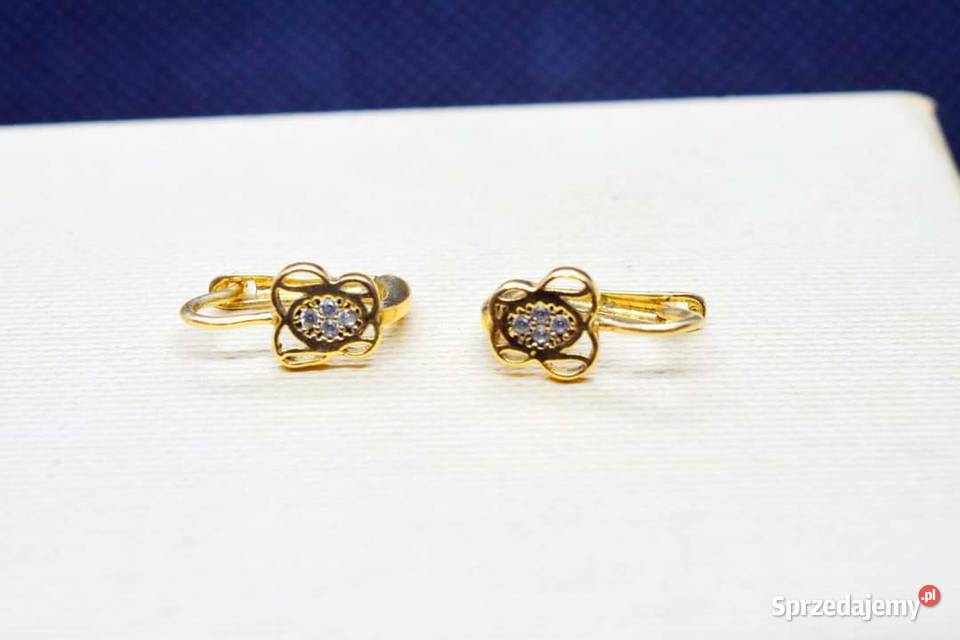 ŁADNE ZŁOTE KOLCZYKI MOTYLKI Z CYRKONIAMI Kołobrzeg