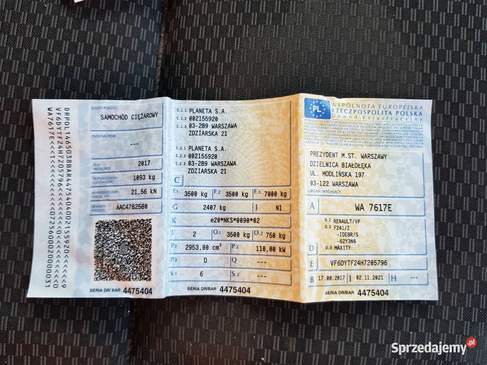 Syndyk sprzeda RENAULT MAXITY WA 7617E P42 Rok produkcji 2017 mazowieckie Warszawa sprzedam