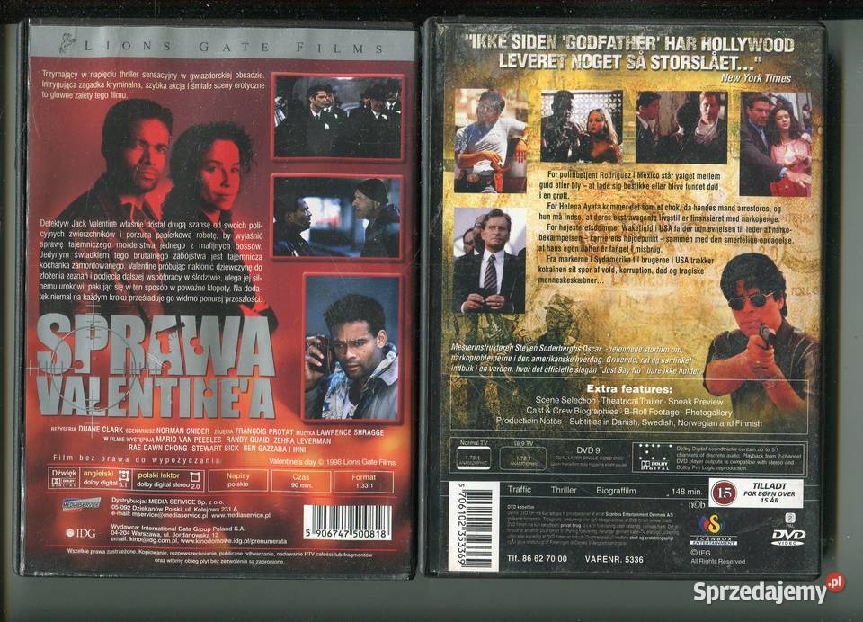 Sprawa Valentinea i Traffic 2 filmy DVD Szczecin