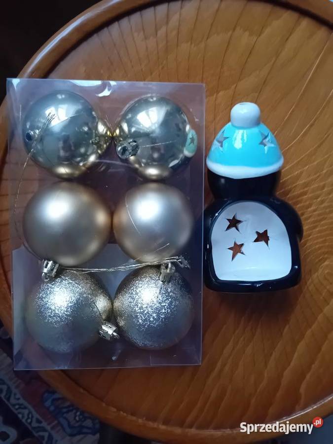 nowe zapieczętowane bombki i nowy świecznik