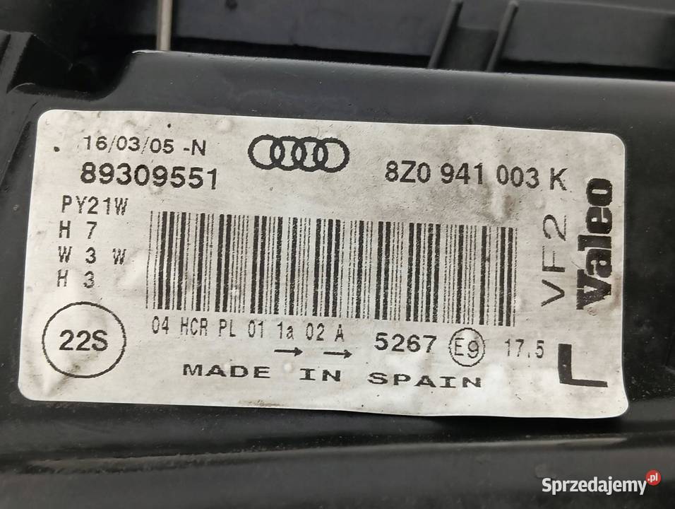 LAMPA PRZÓD LEWA EUROPA 8Z0941003K Audi A2 I świętokrzyskie sprzedam
