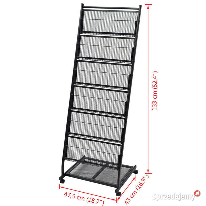 Stojak na gazetyczasopisma 475x43x133 czarny A4 Regały Warszawa