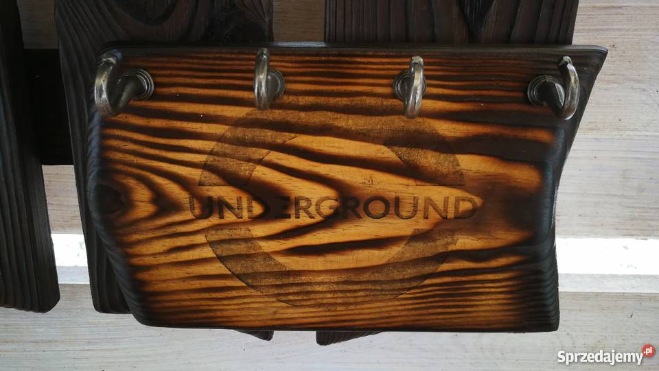 Wieszak drewniany vintage rustykalny loft ogniem Krasów