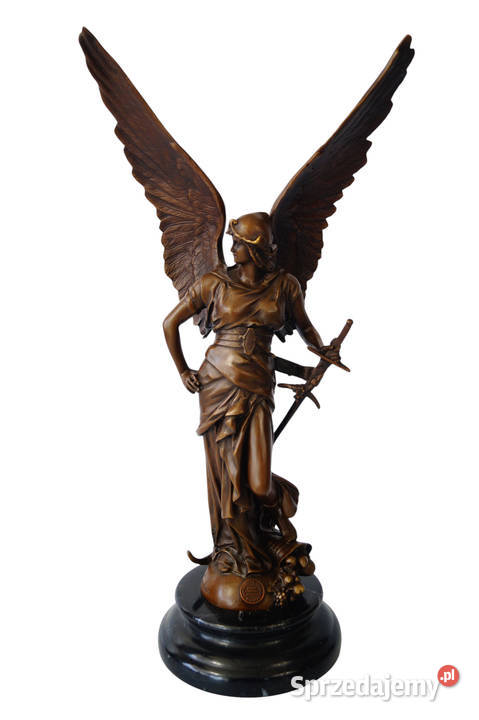 Archanioł z mieczem piękna figura z brązu rzeźba wielkopolskie Gizałki