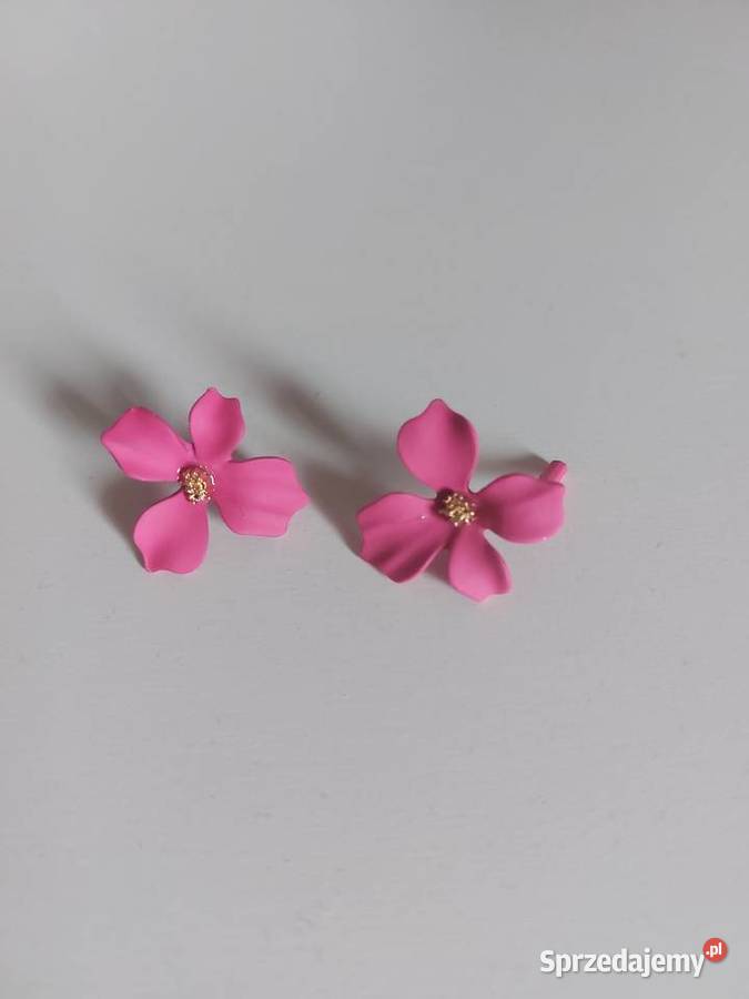 fuksjowe kolczyki kwiaty wkręty różowe Poznań