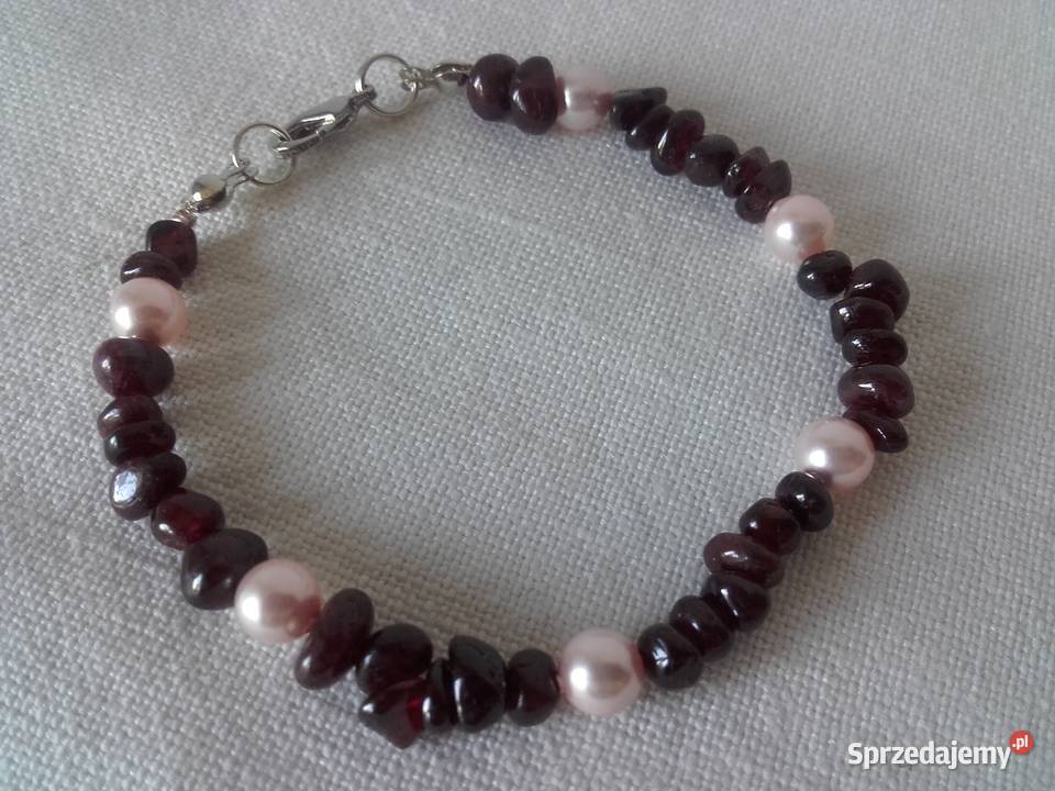 Bransoletka granat perły swarovskiego Warszawa