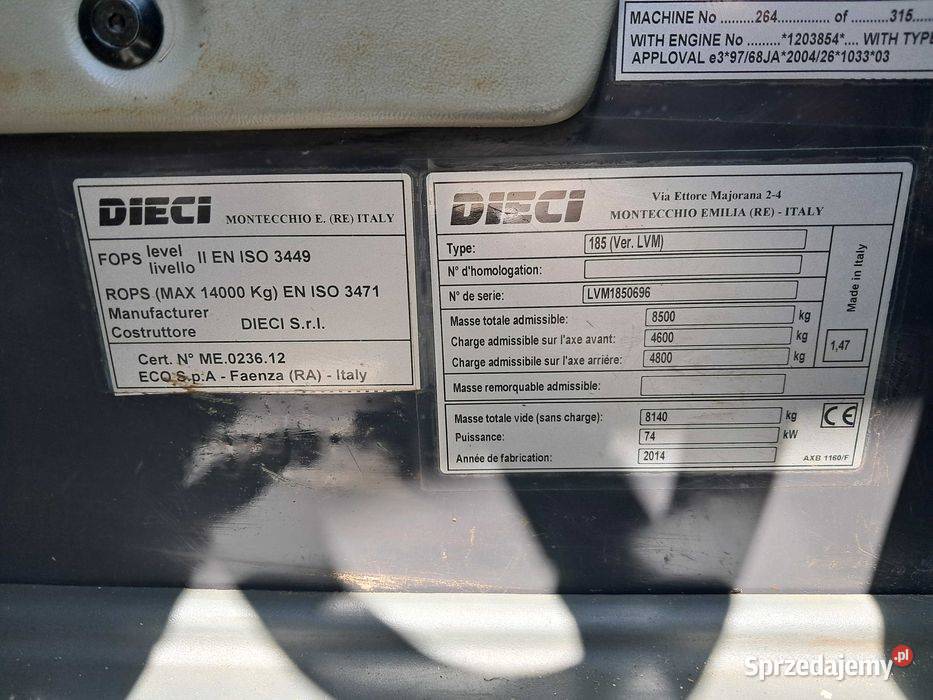 Ładowarka DIECI 185 3510 14r MANITOU MT 932 732 Sułów