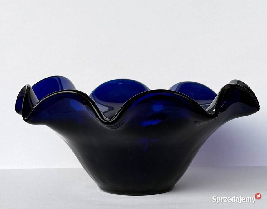 Kobaltowa patera Horbowy szkło iryzowane Porcelana i szkło Kraków