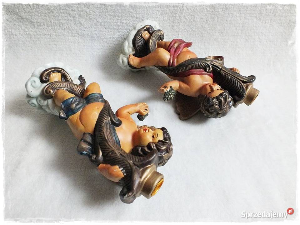 Świcznik 2x aniołki ceramika Retro inny kolor lubuskie Żary