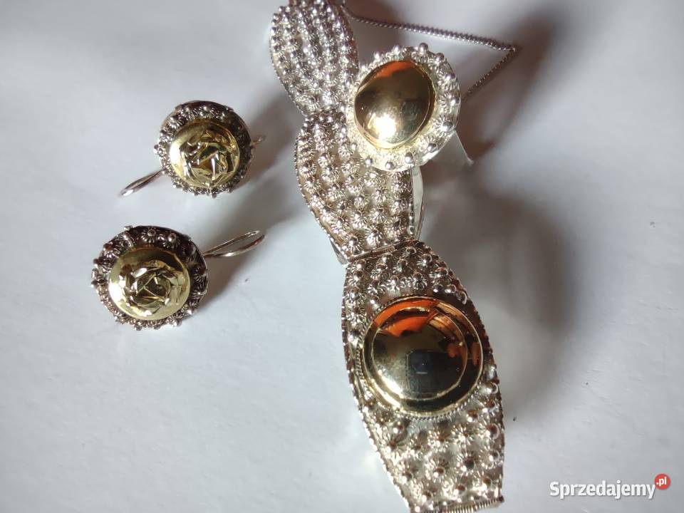 Przepiękny komplet biżuterii srebro złoto złoto Poznań