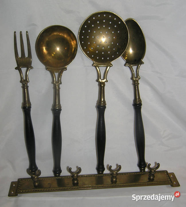 przybory kuchenne vintage mosiądz drewnoMD Bartków