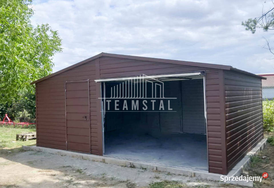 GARAŻ BLASZANY 6m x 6m Brama uchylna drzwi TS486
