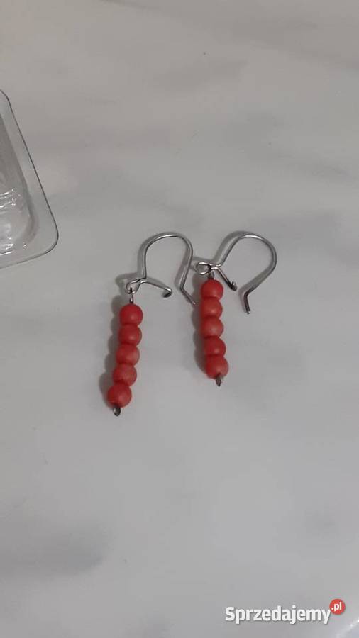 Kolczyki srebrne z koralem srebrne Siedlce