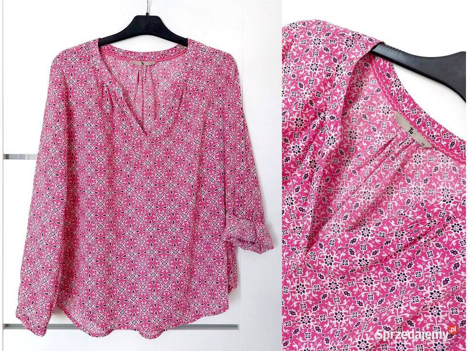 Bluzka L 40 TU różowa kwiaty wiskozowa długi Warszawa