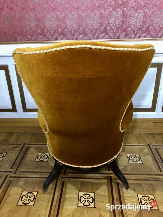 FOTEL USZAK czarny dąb tkanina welur w kolorze