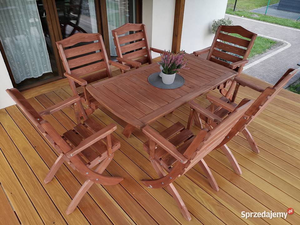 Meble tarasowe ogrodowe drewniane składane typ T śląskie sprzedam