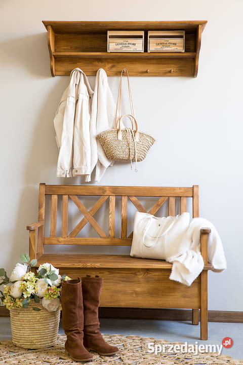 Wieszak ścienny z półką drewnianą do przedpokoju 110cm Maków Podhalański