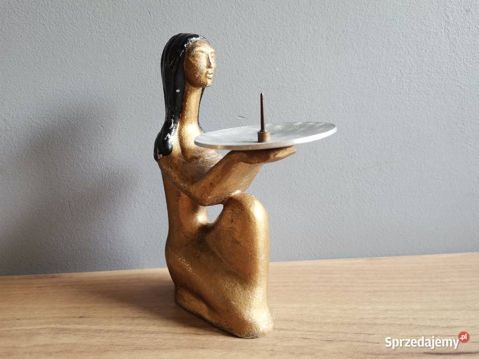 Stary metalowy świecznik figurka Egipcjaka Siemianowice Śląskie