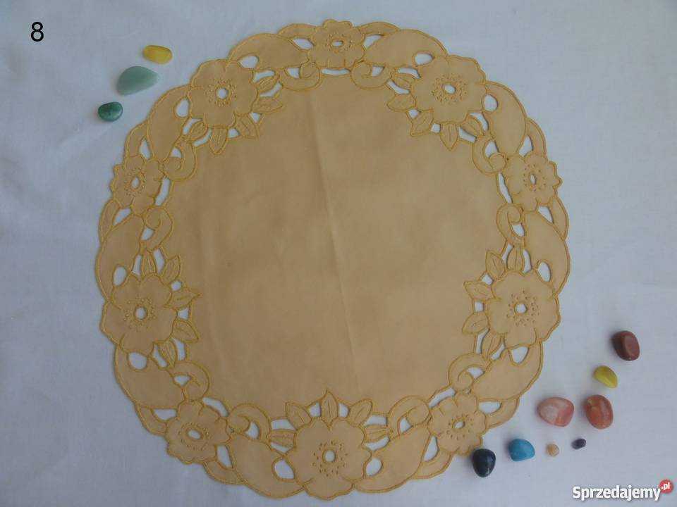 Serwetki kolorowe złote wyszywane haft Richelieu Lublin