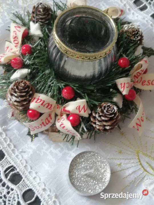 Stroik świąteczny na plastrze drzewa Dekoracje Katowice