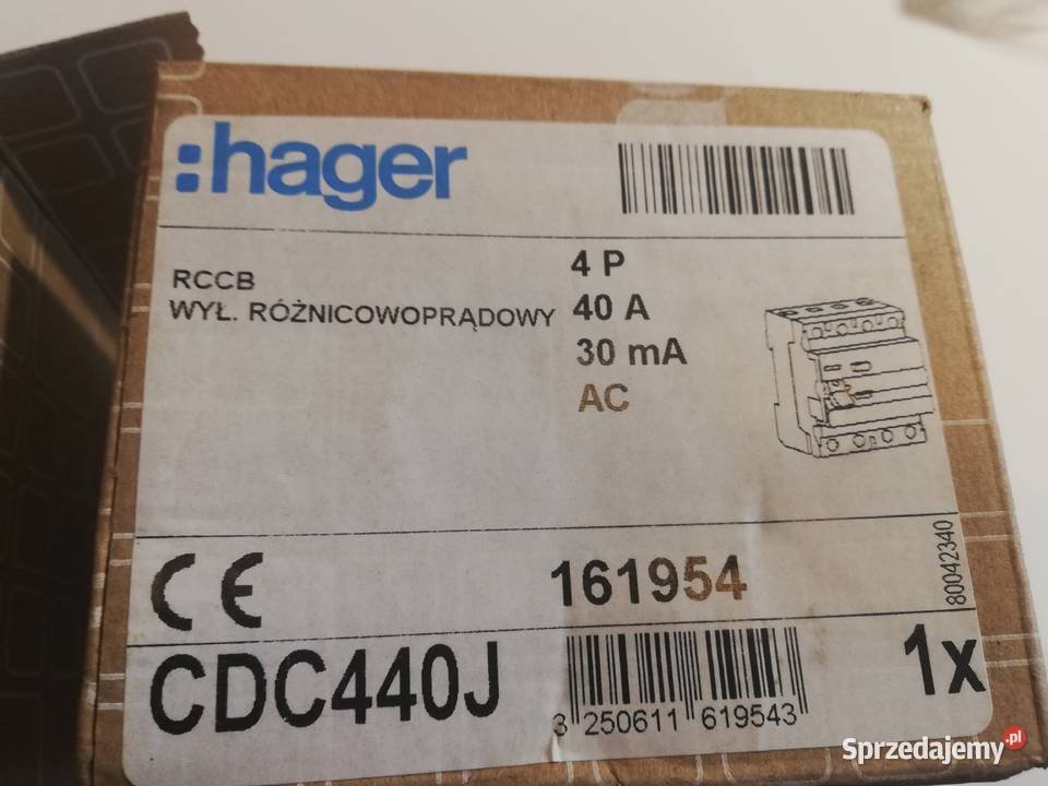 Wyłącznik różnicowoprądowy cdc440j hager 30mA Dąbrowa Górnicza