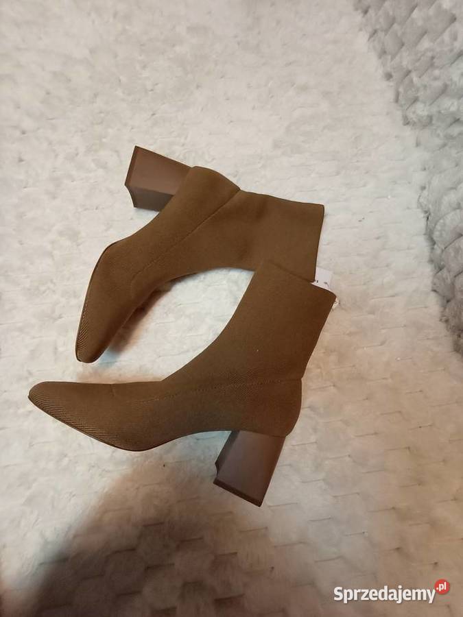 39 Lefties Beżowe skarpetowe Botki biznesowe z tkanina