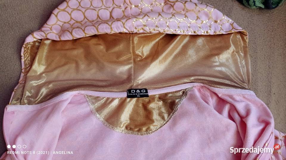 Bluza z kapturem różowo złota Dolce Gabbana Kaptur Łódź