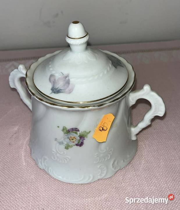 Cukiernica duża Secesja Z białej porcelany