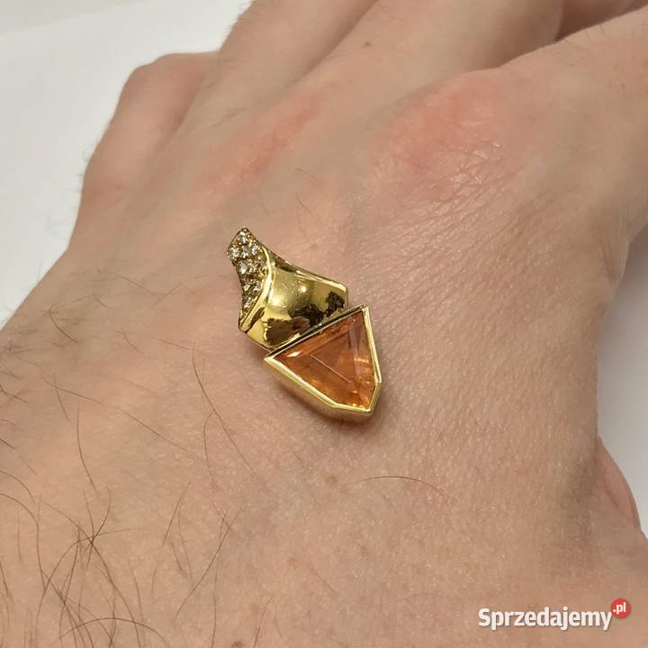 Złoty WISIOREK zawieszka 750 18K TOPAZ IMPERIAL Biżuteria Warszawa