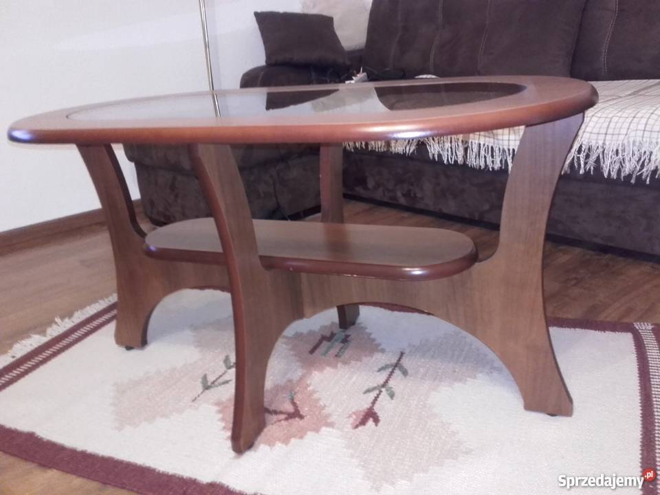 STOLIK KAWOWY ŁĄWA Z SZYBĄ ORZECH Nysa