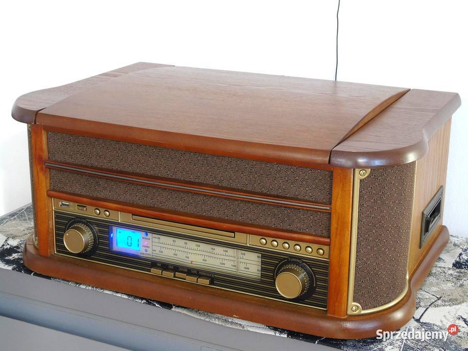Retro Gramofon z radiem CD USB i magnetofonem i Gramofony Jasło