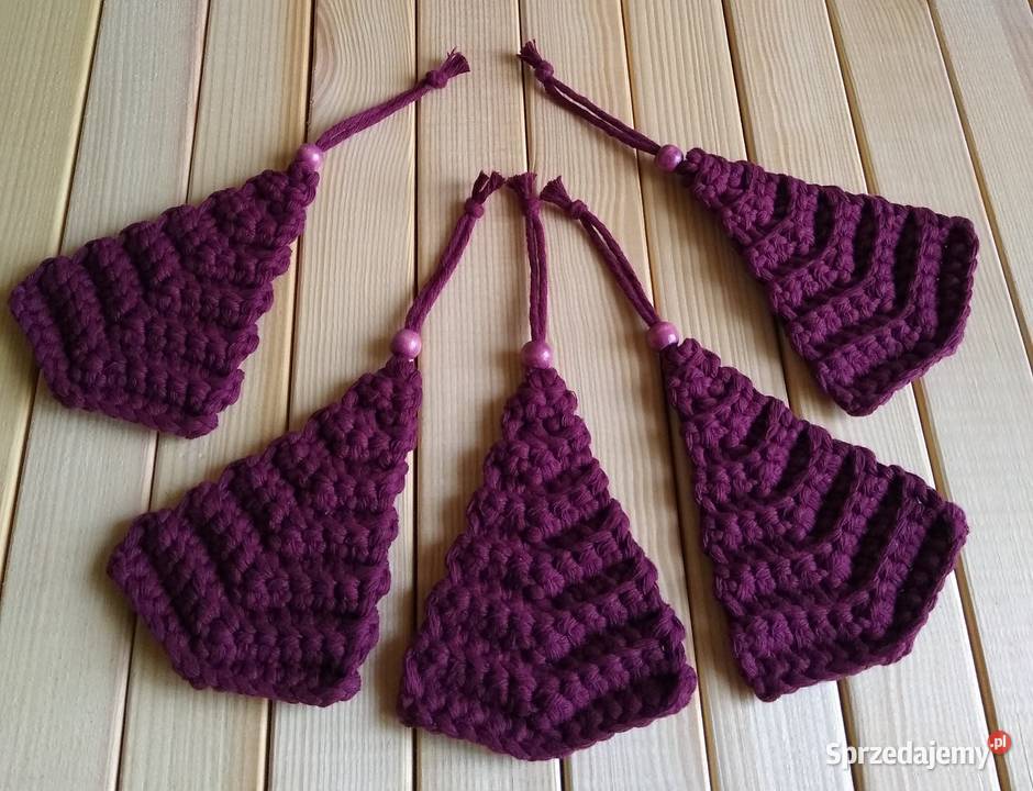 Set Of 5 Choinka ze sznurka Crochet Ornaments Gdańsk
