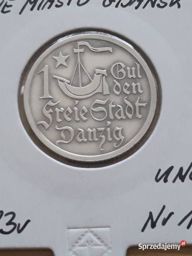 1 Gulden WM Gdańsk 1923 r 1 około mennicza wielkopolskie Konin