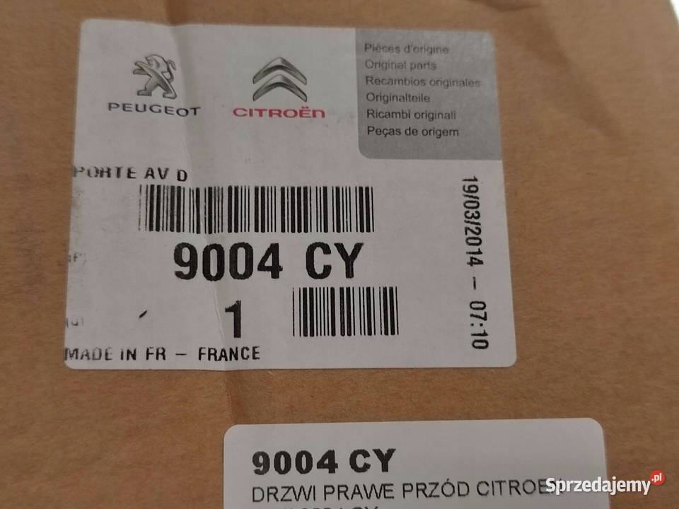 DRZWI PRAWY PRZÓD CITROEN C4 II NC 2013 9004CY