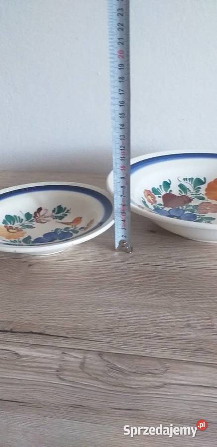 Talerze fajans z ptaszkiem Porcelana i szkło Przedbórz