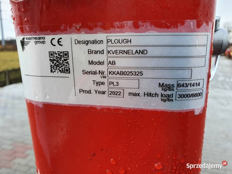 Pług zagonowy Kverneland model AB 3 korpusy na Kverneland Krasnystaw sprzedam