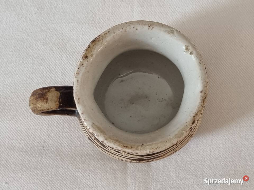 Ceramiczny prążkowany wazonik z uchem Cepelia mazowieckie Warszawa