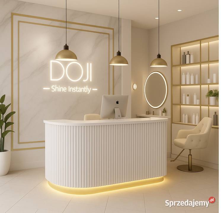 Biała złota recepcja ryflowana podświetlana Golkowice