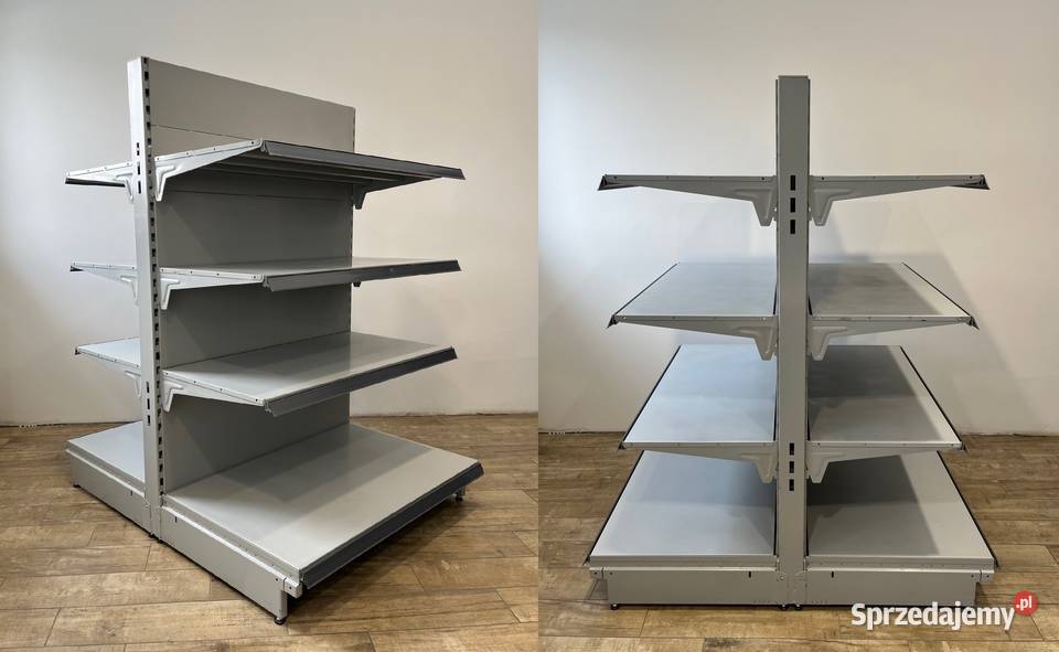 Regał przyścienny sklepowy metalowy regały szare