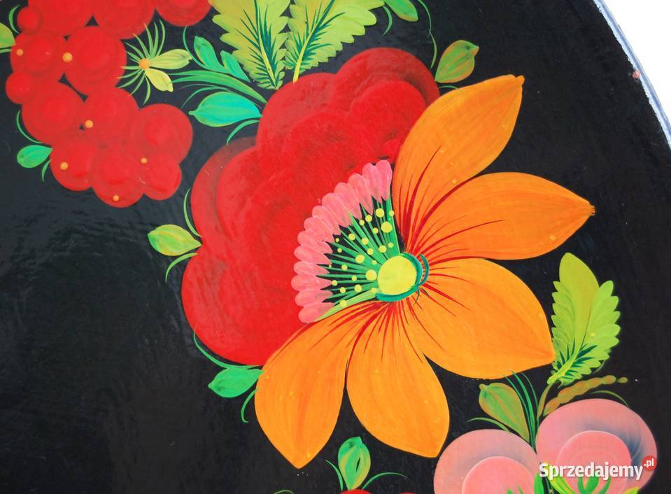 Drewniany malowany talerz do powieszenia Lublin