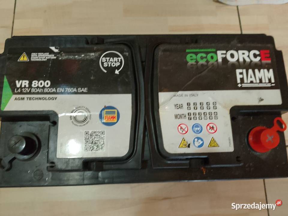 Akumulator AGM marki FIAMM ecoforce 80Ah prąd Gliwice